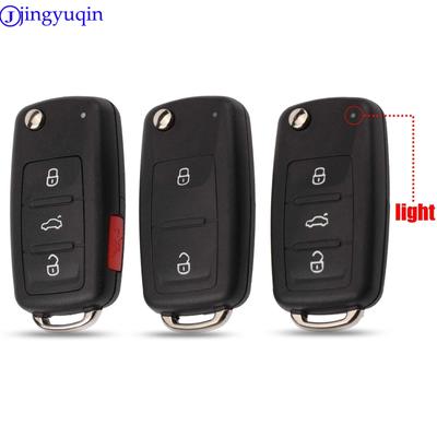 Jingyuqin Flip Fob Remote Car Key Case Cover Shell For VW/VOLKSWAGEN Caddy Eos Golf Jetta Beetle Polo Up Tiguan ( 5K0837202AD )