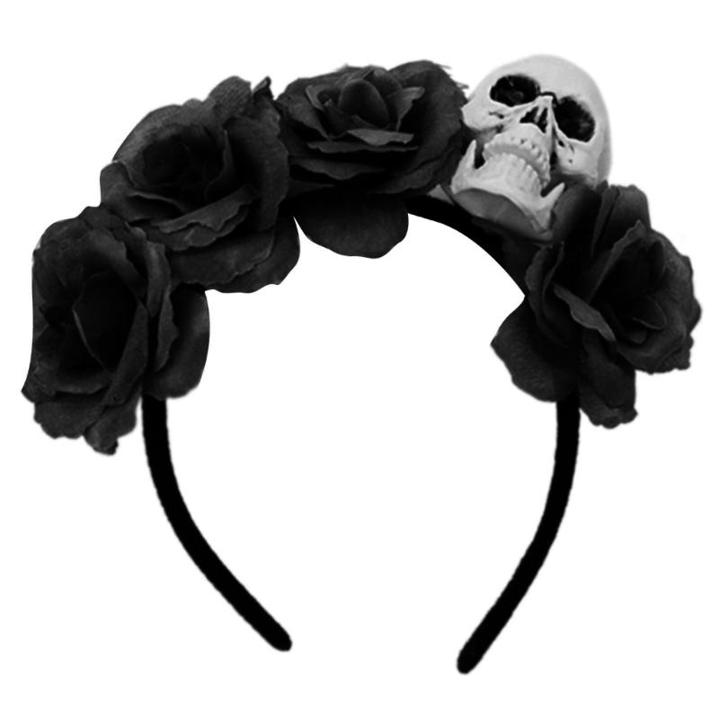 Halloween Totenkopf Blumige Stirnbänder Mit Plastik Kostüm Haaraccessoires Für Kostümpartys Und Gruselige Veranstaltungen