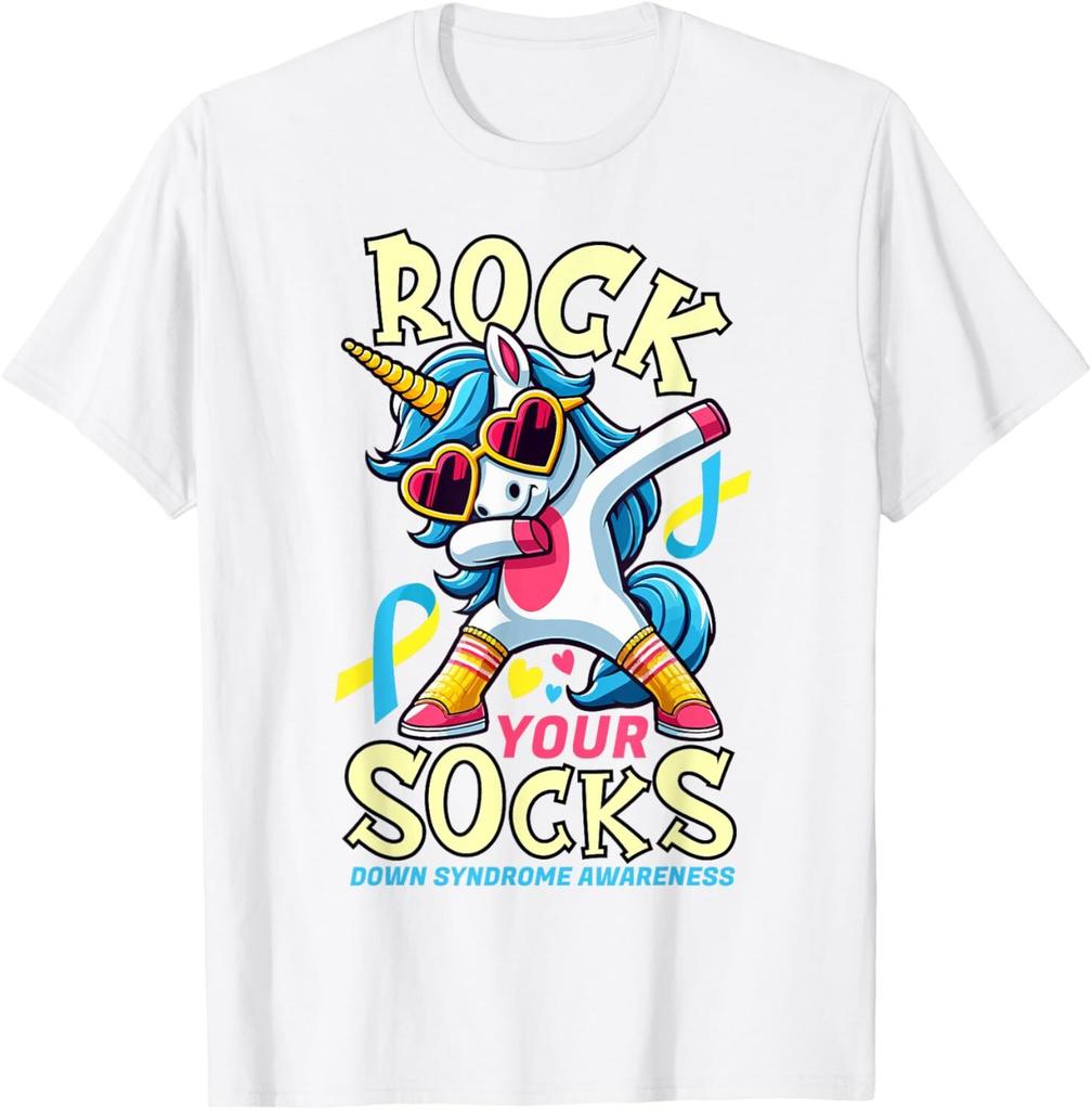 Rock Your Socks Down Syndrome Awareness Day Unicorn T-Shirt