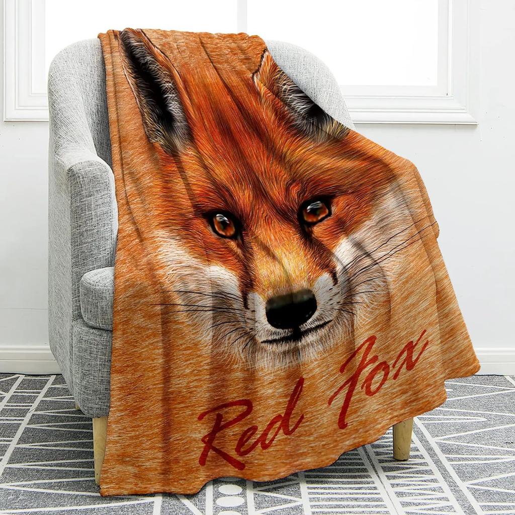 Coperta Carina con Volpe Coperta con Stampa di Animali del Bosco a Cartoni Animati Coperta Morbida Calda Coperta Regalo per Bambini Adulti