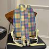 School Bag New Retro College Student Korean Version Plaid School Bag Versatile Ins Backpack Large Capacity Dopamine Backpack