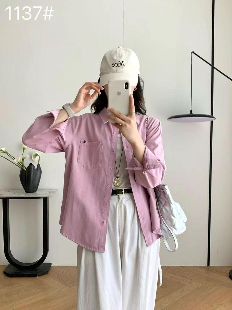 Women's Casual Hong Kong Style Button-Down Shirt - Loose, Versatile, Boyish Feel, Perfect for Layering and Commuting, Slimming, New Arrival.