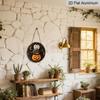 2D Flat, 1pc Round Aluminum Hanging Sign, Halloween Wall Decor-Retro Pumpkin Magic Night Metal Art with Glowing Pumpkin Lanterns, Bats And