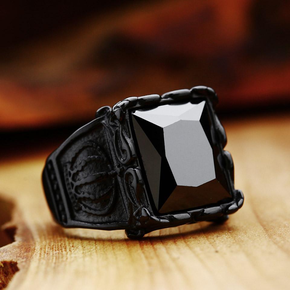 New Store 316L Stainless Steel High Quality Gem Ring Lots Vintage Fria Men's Ring with Colorful Stones Jewelry