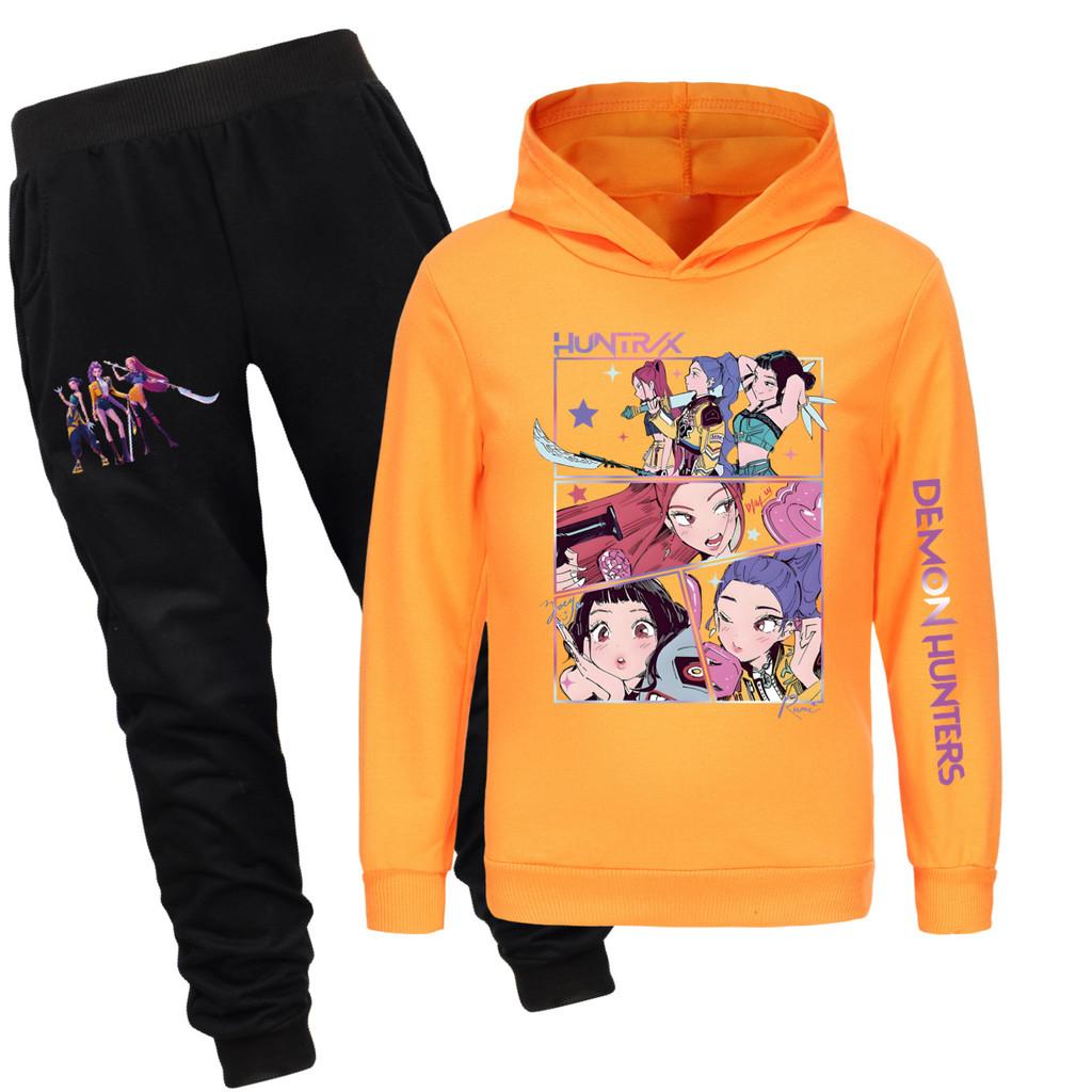 

4881x Kids Girls Rumi Zoey Mira Print Hoodies Pants Trouser Clothes Set 160cm оранжевый