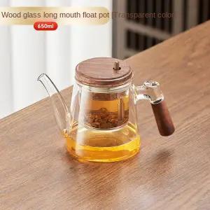 One Click Magnetic Switch Tea Separation Filtration Glass Tea Pot Wood Handle Tea Water Separation Inner Container Teapot