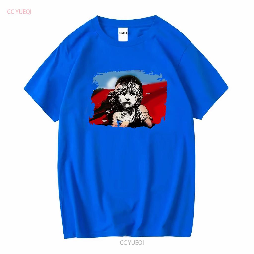 Les Miserables T-Shirt Herren Mittelblau Buch Musical Film Lang- oder Kurzarm Vintage Gewaschen Herren Weich Streetwear Grafik