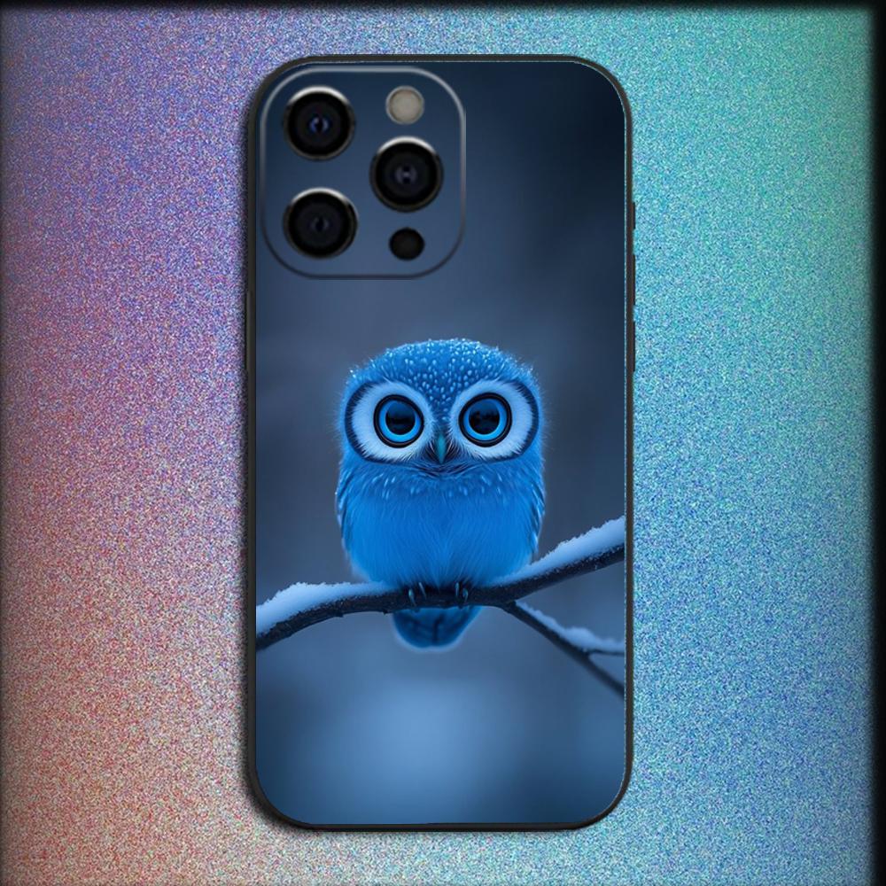 Pet Cute Owl Phone Case For iPhone 16,15,14,13,12,11,Pro,X,XS,Max,XR,Plus,Mini Soft Black Cover