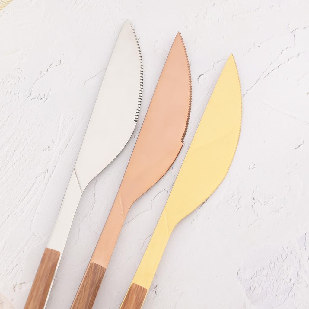 24/30Pcs Knife Forks Dessert Spoon Cutlery Set White Wood Handle Dinnerware Set Steak Stainless Steel Tableware Kitchen Flatware