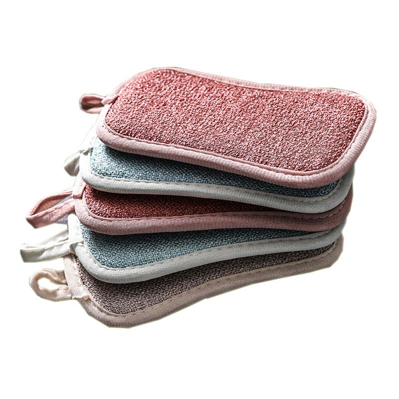 Cleaning ClothDouble-sided Dishwashing Sponge Kitchen Pot Scrubbing Stain Removal Scouring Pad