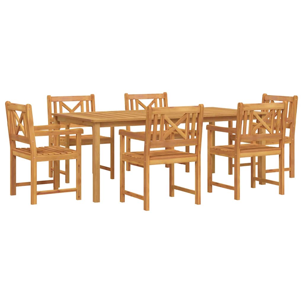 Garden Dining Set 7 pcs. 6 Seater Brown Solid Acacia Wood