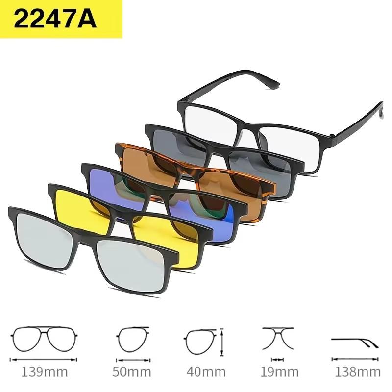 6 In 1 Myopia Magnetic Sunglasses Men Polarized Clip On Women Small Square Glases Ultra-Light Night Vision Eyewear -1.0 TO -6.0