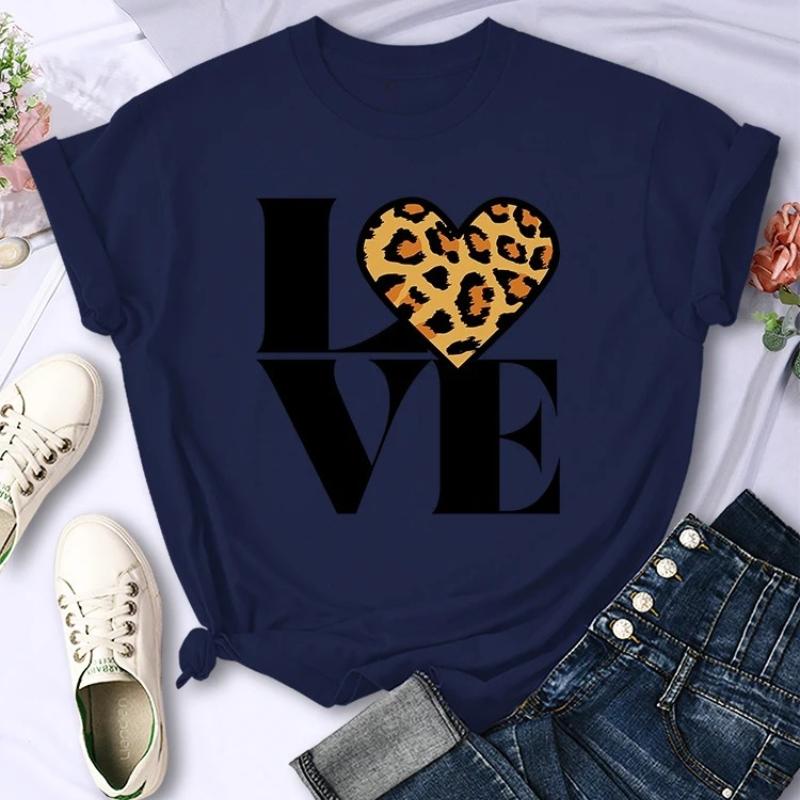 Vintage Leopard Love Forever Women T Shirt Fashion Casual Short Sleeve Hip Hop Cool Clothes Breathable Crewneck Tshirt FeUnisex
