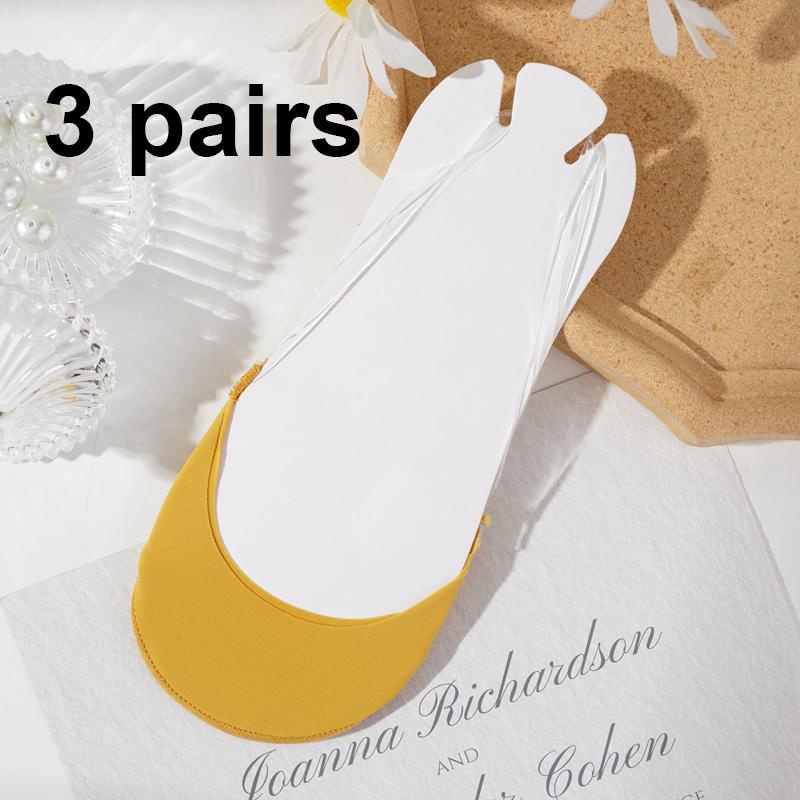 3 Paar Halbhand-Sling-Socken aus Baumwolle für Damen, Sandalen mit hohen Absätzen, Sommer-Bootssocken, flache Öffnung, rutschfeste, unsichtbare Socken