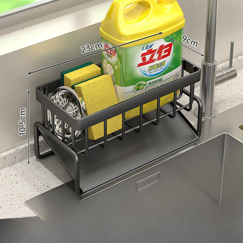 

Подставка для сушки губки для кухонной мойки, органайзер для кухонной мойки с самоотливом, полка для мойки, можно хранить щетки для посуды, тряпки, мыло Without a pole серый