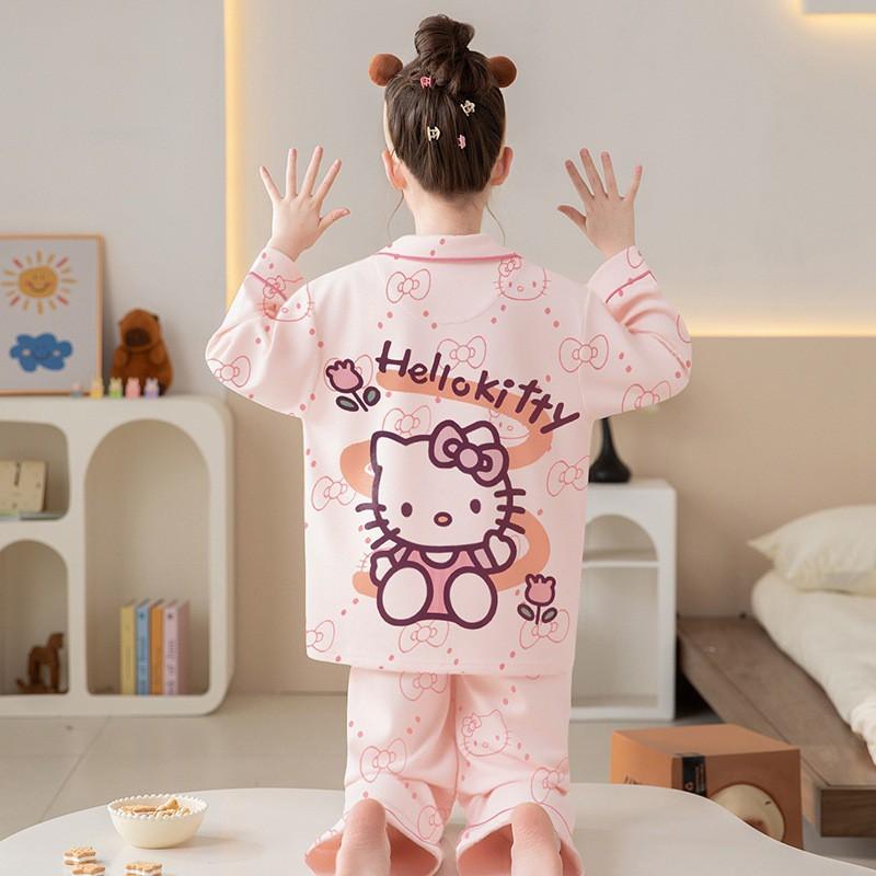 Girls Cotton Pajama Set Long Sleeve Hoodie Style Sleepwear Kids 8-14 Years Winter Home Wear