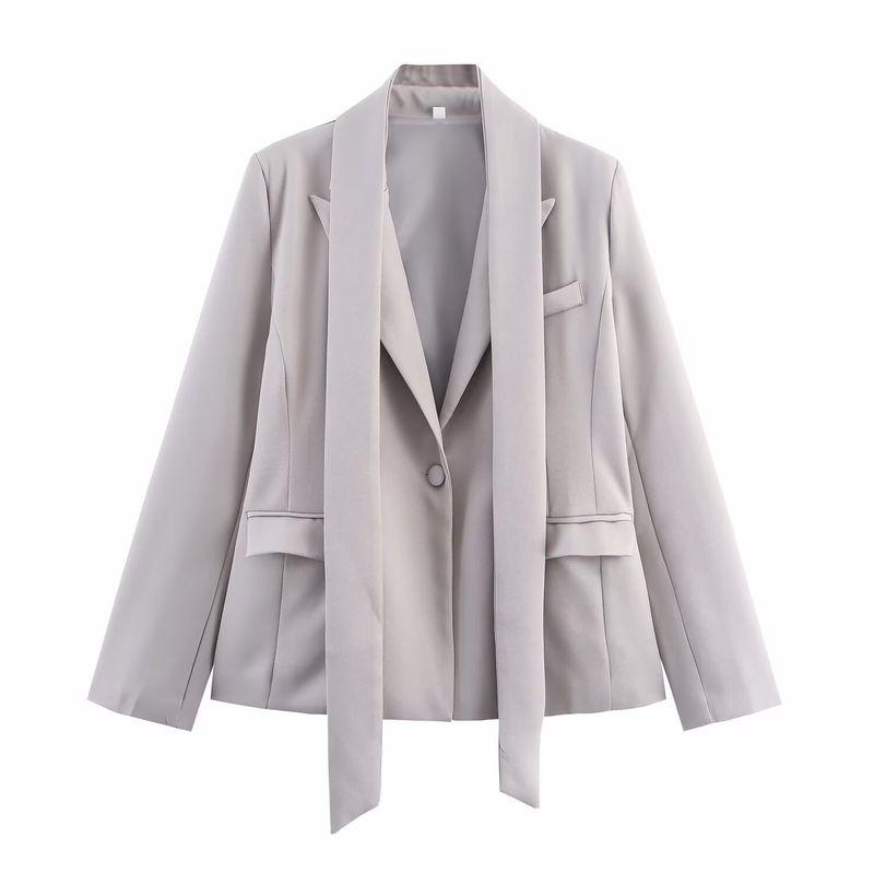 Kaslead New Women Clothes Western Style Versitile Fashion Solid Simple Thin Scarf Lapel Blazers
