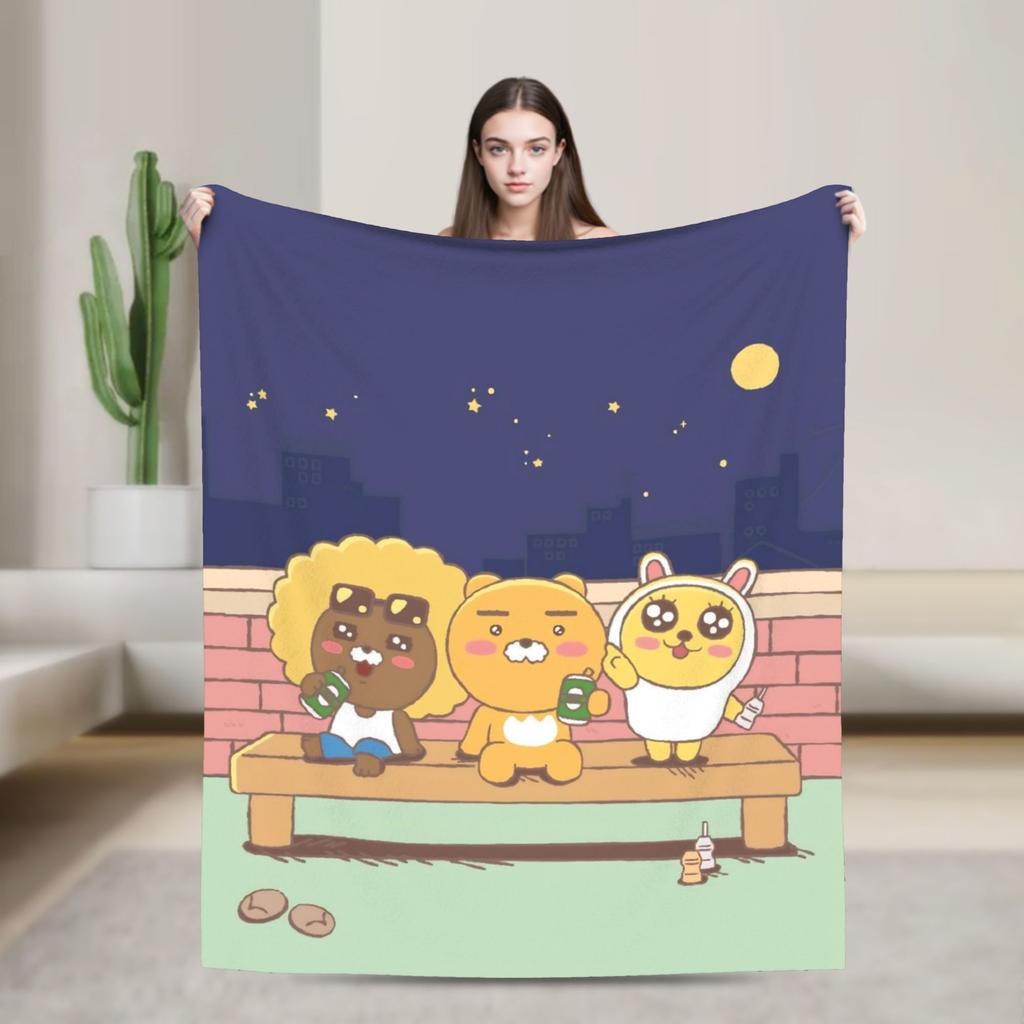 K-Kakaos F-Friends Tube Apeach Ryan Trio Blanket Quality Warm Throw Blanket Winter Picnic Home Decor Aesthetic Bedspread