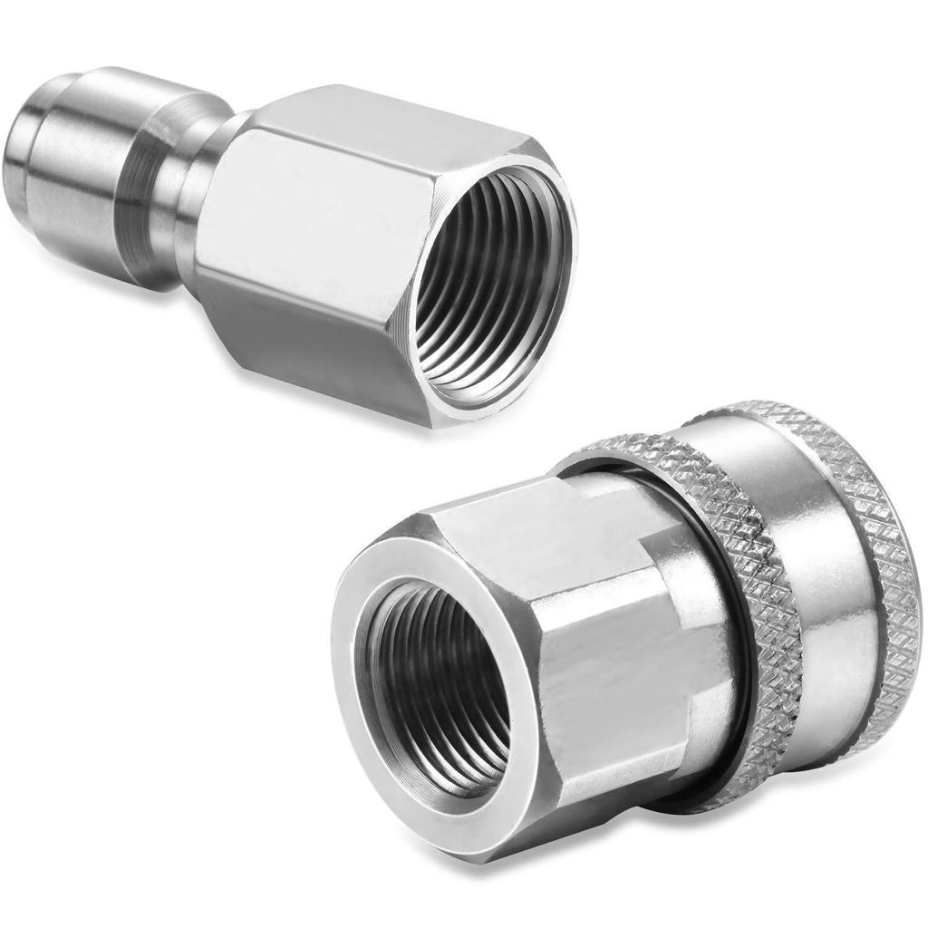 Stainless Steel NPT 3/8 Quick Connect Adapter Set for Pressure Washer and PA Bottle