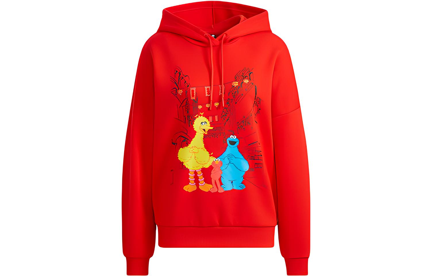 Adidas Neo X SESAME STREET Sesame Street Co Branded Collection Sweatshirts Women s Red Hooded Moderate Regular HD7278 M