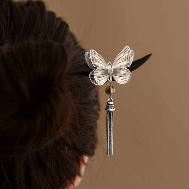 Vintage Butterfly Tassel Hairpin For Women Girl Jewelry Gifts Headdress Hair Clip Chinese Hanfu Hair Sticks Accessories
