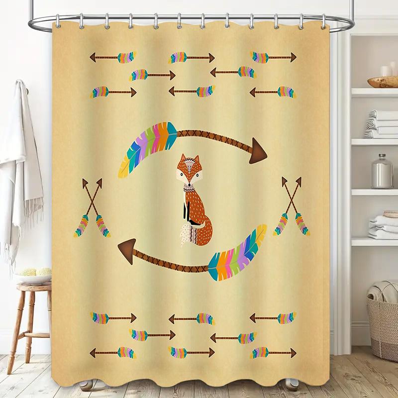 Fox Shower Curtain Woodland Animal Bathroom Decor Forest Theme Waterproof Fabric Shower Liner Vintage Nature Pattern Home Textil