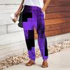 Women Geometry Printing Pants Lace Up Elastic Waist Loose  Trousers Casual Long Pants Trousers with Pockets