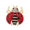 Stylish Alloy Colourful Cartoon Ladybug Brooch Cute Rhinestone Corsage T-shirt Sweater Ornament Festival Birthday Gift