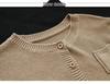Women's Retro Knit Cotton Cardigan: Round Neck, Long Sleeve, Autumn Casual Short Sweater.