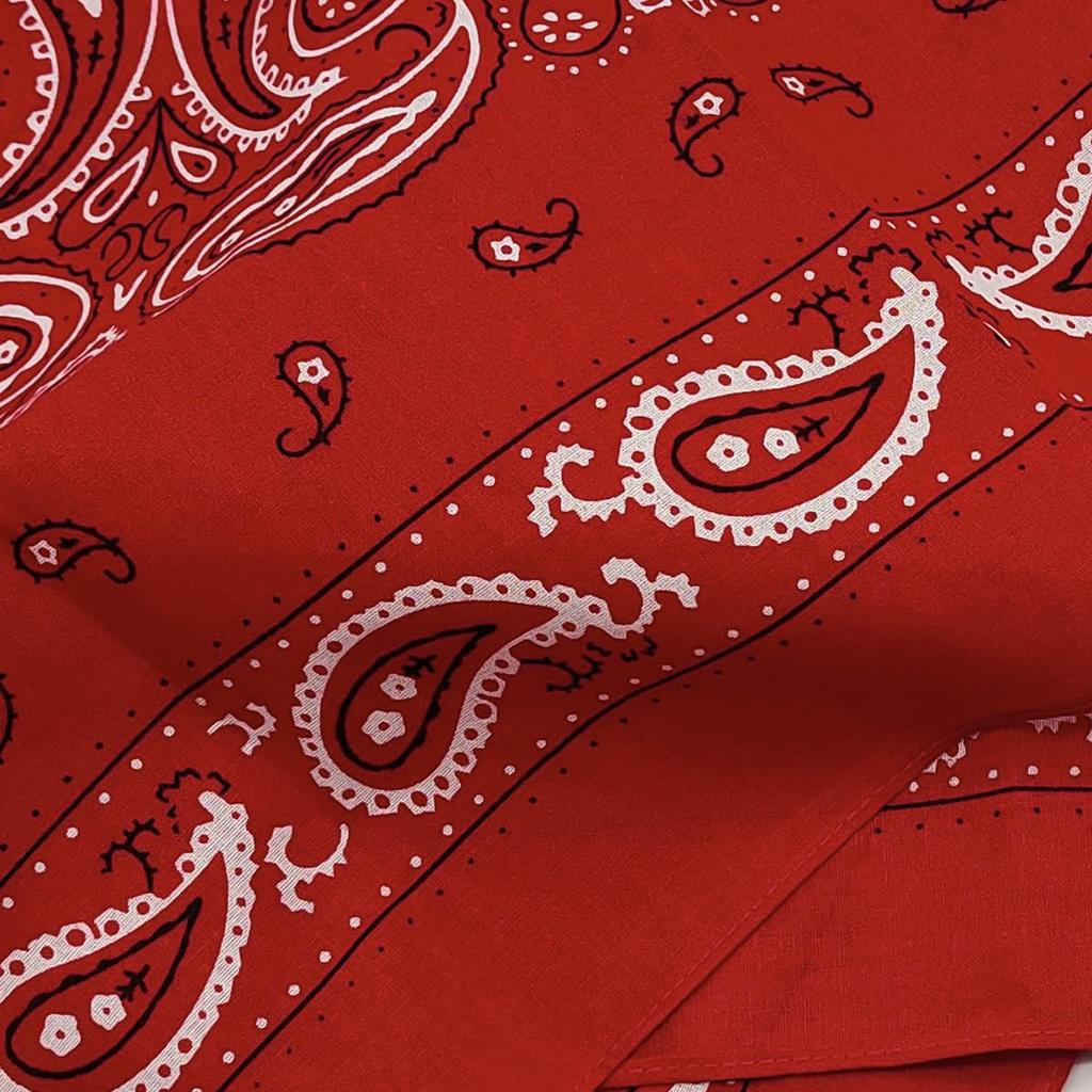 Kakatrend Bandana Red Paisley Adults 100% Cotton Stylish Handkerchief Unisex Large 55cm X 55cm Red