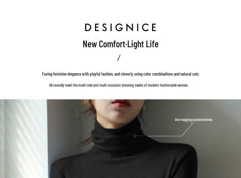 Women's Slim Fit Fleece Turtleneck - Autumn/Winter Long Sleeve Base Layer