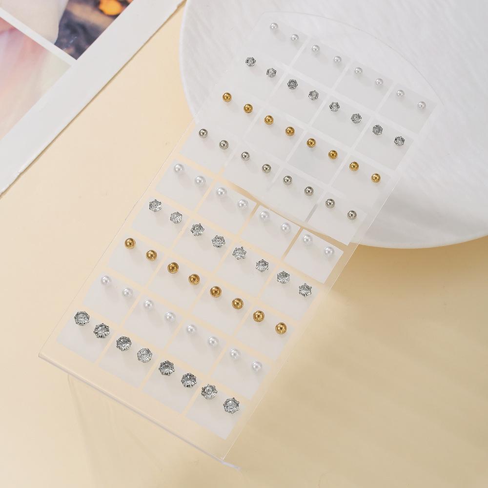 European and American 11 Pairs of Stud Earrings Combination Women's Ins Style Niche Simple Imitation Pearl Rhinestone Earrings Set