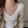 V Neck Inner Wear Base Layer Women Autumn Winter Korean Style Hem Detail Slim High End Long Sleeve Top Can Be Outer Wear