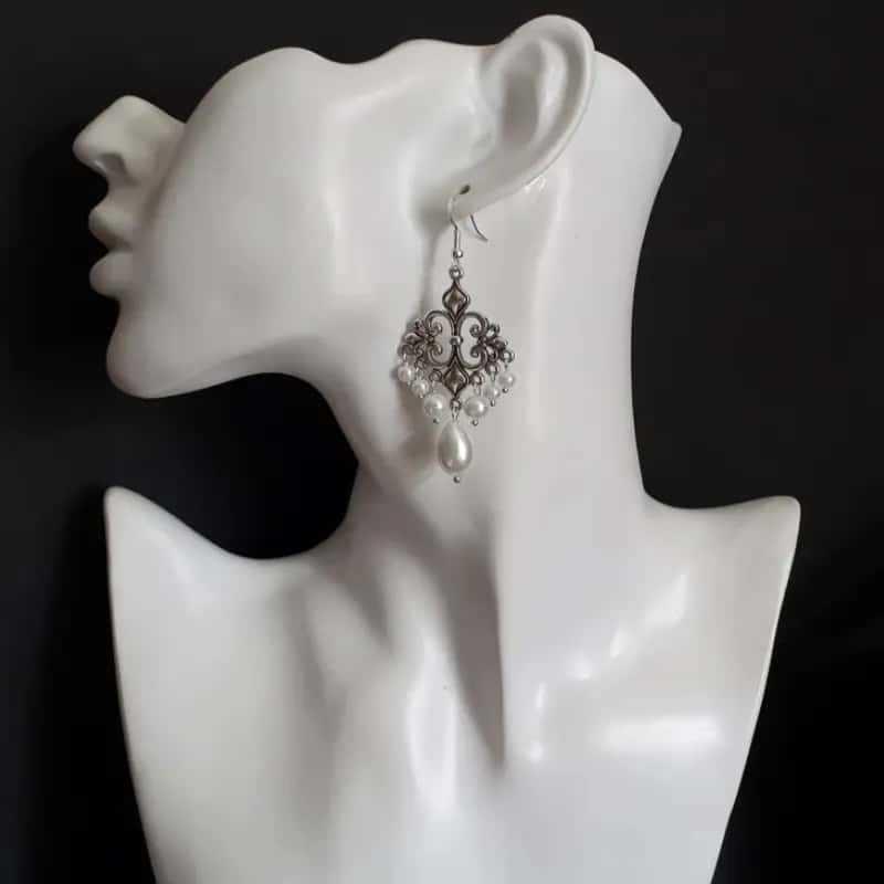 Elegant Ethnic Tassel Earrings with Faux Pearls and Stainless Steel Pendant