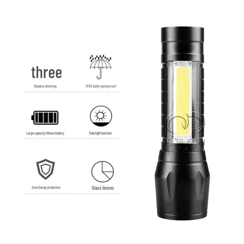 BalKule Outdoor USB Rechargeable Zoom Flashlight & Work Light