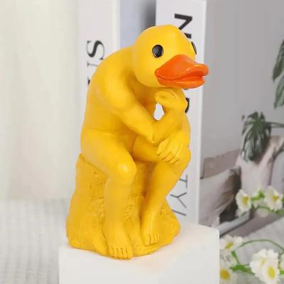 Myslící Kachna Socha Zahradní Dekorace Vtipné Zvířecí Dekorace Kachní Sochy pro Zahradní Dekoraci Pryskyřičné Figurky