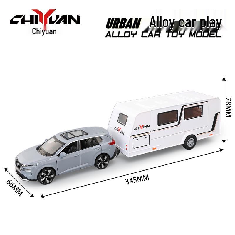 Zhongyuanxing 21016FC Towable Caravan Alloy Toy Car Model with Sound and Light Features.