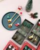 15.8/16cm Christmas Spoon Set Santa Gold Stainless Steel Santa Claus Spoon Cutlery Reindeer-Themed Utensils Festive Tableware