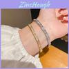 Copper Zircon Circular Square Bracelet With Cubic Zirconia For Elegant Women