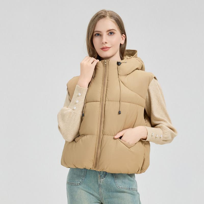 Women's  Autumn Winter Cropped Hooded Puffer Vest