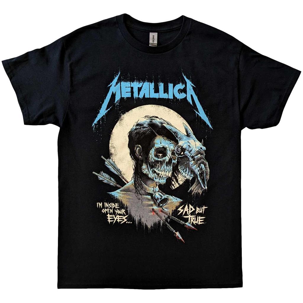 Metallica Maglietta in Cotone Unisex Adulto Poster Triste Ma Vero