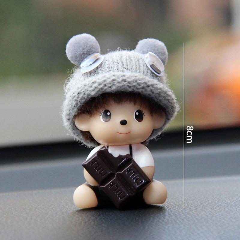 Mini figurky Monchhichi Roztomilé ozdoby Monchchi na stůl Sedící Monkiki Dekorace na palubní desku Model figurky Dětské dárky