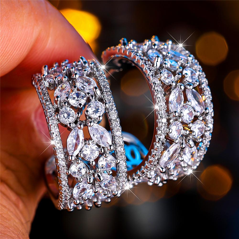 Luxus Damen Rot Grün Regenbogen Zirkon Kristall Stein Steckerohrringe Großer Anhänger Silberfarbe Hochzeit Europäischer Schmuck Für Frauen