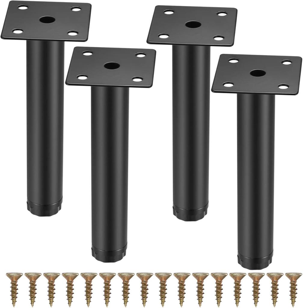 4 Pcs Furniture Legs, Metal Cabinet Legs, 6 Inches/15 Cm Adjustable Furniture Support Feet for Kitchen Shelves Sofa Table Chair Desk Cupboard Furnitur
