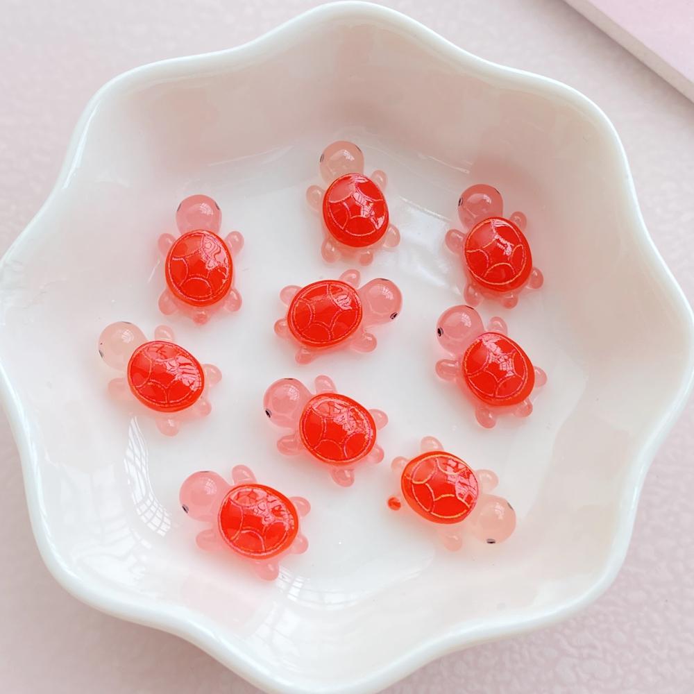 30Pcs Cute Mini Cartoon Night Light Hand-painted Turtle Nail Art Resin Designer Charms DIY Craft For Nail 3D Decorations Jewelry