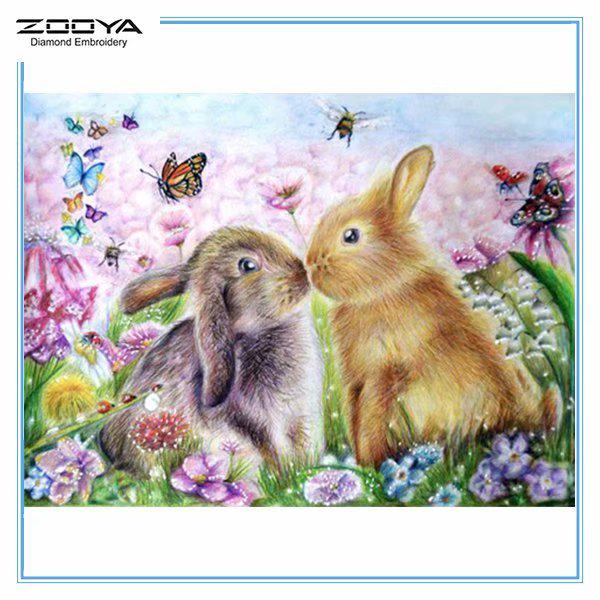 

ЗООЯ DIY 5D полный квадратный горный хрусталь кролик Алмазная вышивка картина вышивка крестом домашний декор