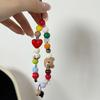 Jewelry Strap Cute Bear Colored Beaded Phone Writ Strap Charm Chain Keycord Stylish Heart For All Phone Case Car Key Camera Bag