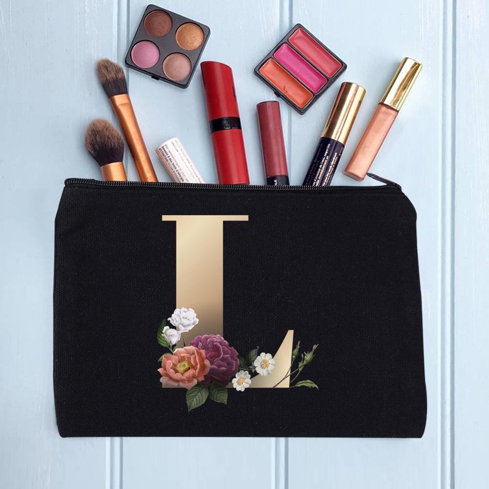 Damen Kosmetiktasche Make-up Tasche Weiblich Initialen Namensbuchstaben Muster Lippenstift Taschen Handtaschen Reißverschluss Federmäppchen für das Büro