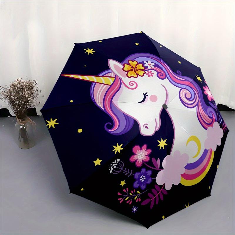 Magical Unicorn Night Stickers for Kids' RoomsUmbrella, Portable 3-Fold Umbrella for Men & Women,Christmas Gift ES301
