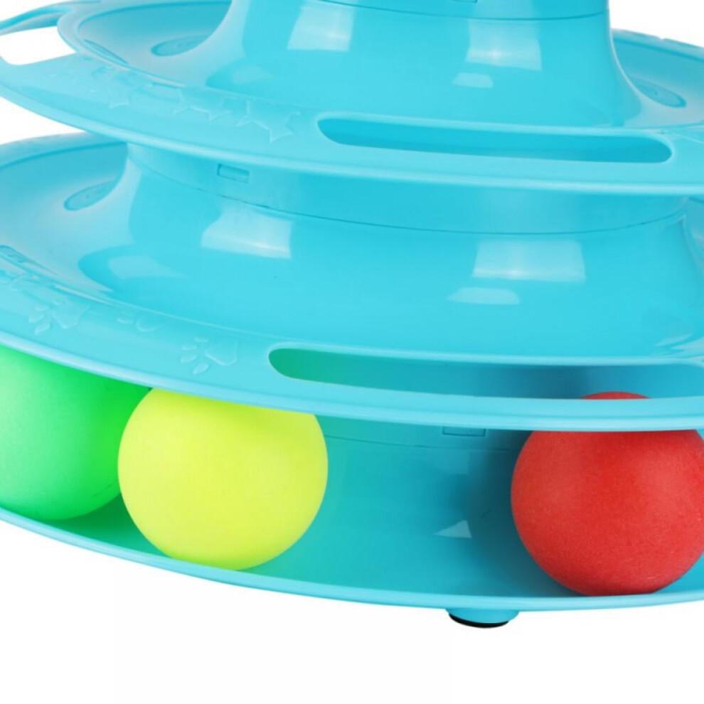 Cat Toy Roller 3-Level Turntable Cat Toy Balls with Colorful Balls Interactive Kitten Fun Mental Physical Exercise Puzzle Toys